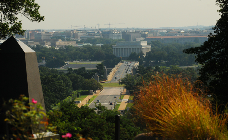 If you walk to the Arlington House, which is atop a pretty steep hill, you will also get a pretty nice view of downtown Washington.