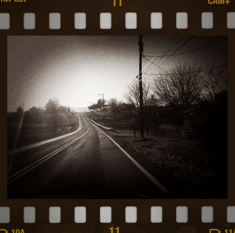 web country road from car