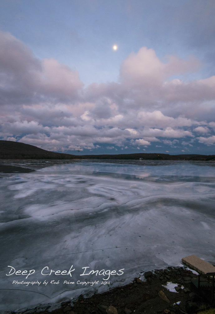 winter sunset deep creek lake rob paine